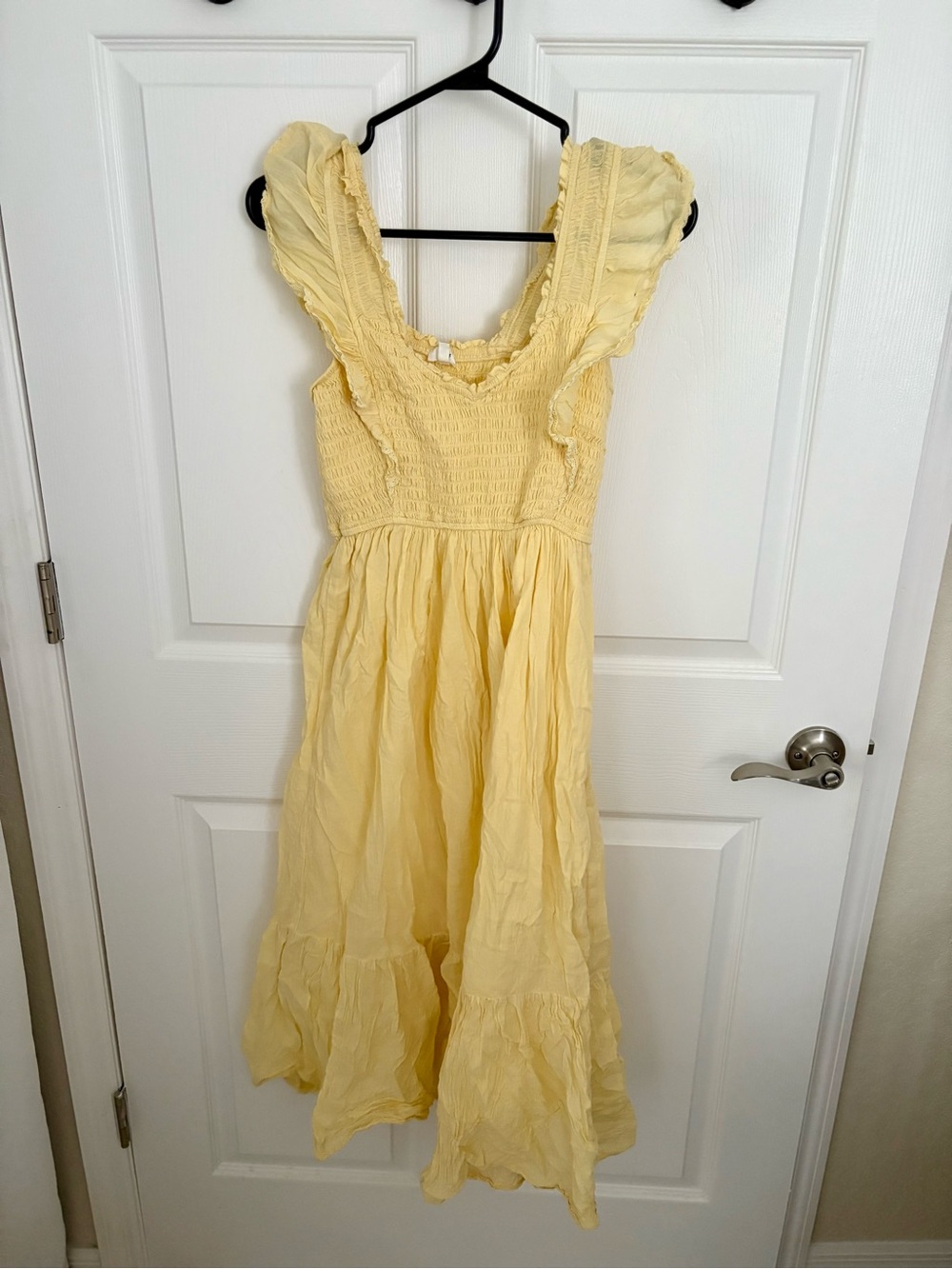 aerie Pale Yellow Ruffle-Trim Maxi Dress